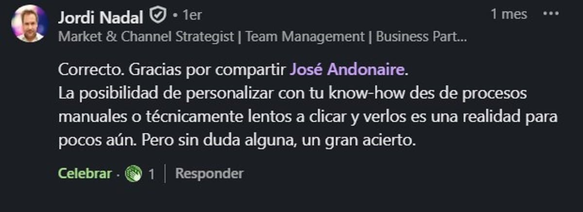 Comentario público en LinkedIn