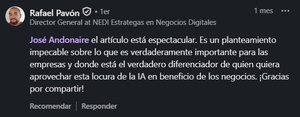 Comentario público en LinkedIn