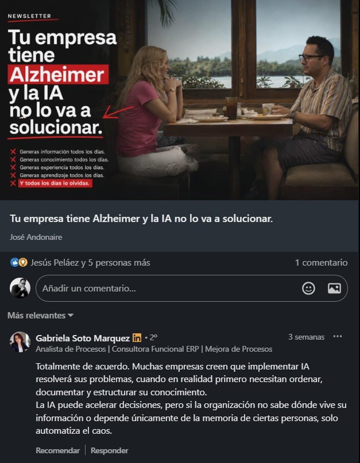 Comentario público en Newsletter