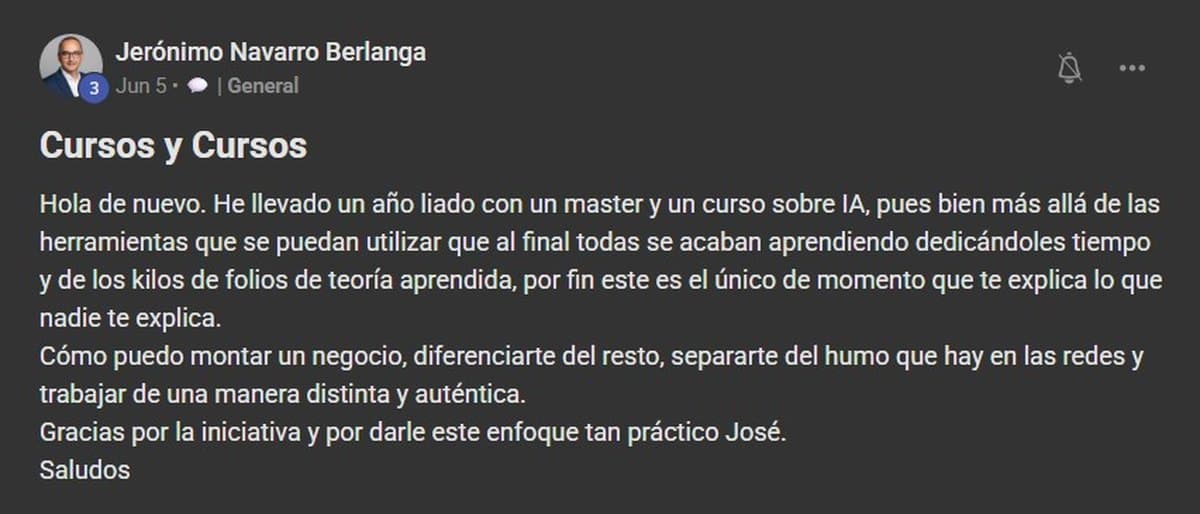 Comentario público en Skool