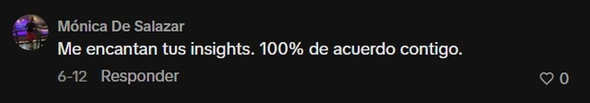 Comentario público en TikTok