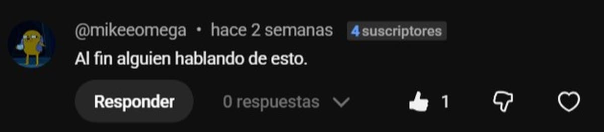 Comentario público en YouTube