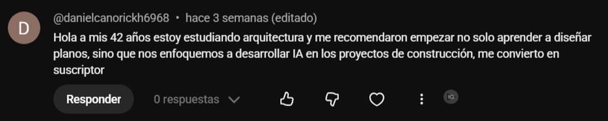 Comentario público en YouTube
