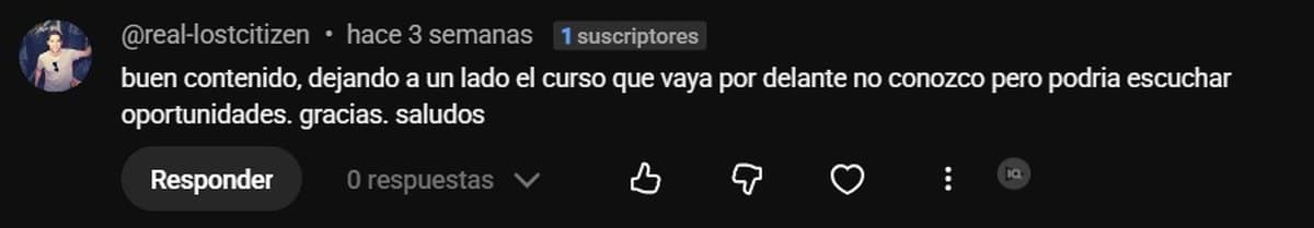 Comentario público en YouTube