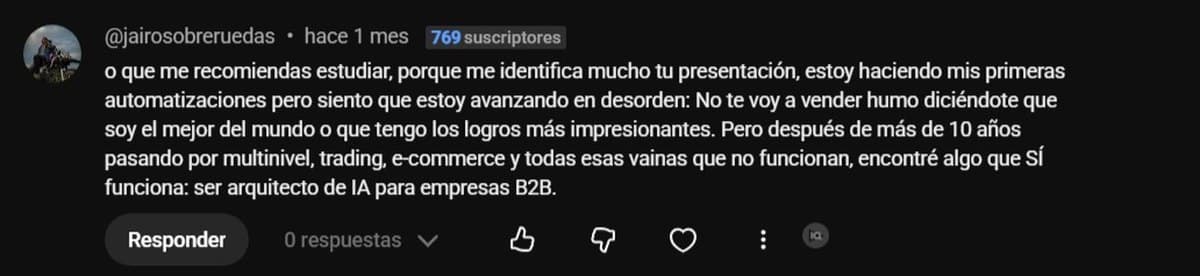 Comentario público en YouTube