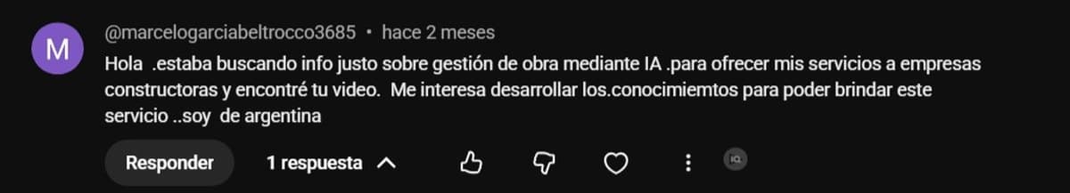 Comentario público en YouTube