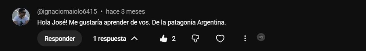 Comentario público en YouTube