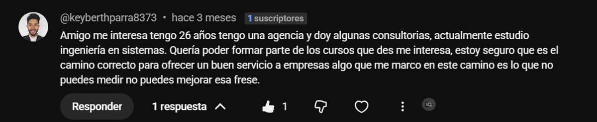 Comentario público en YouTube
