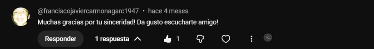 Comentario público en YouTube
