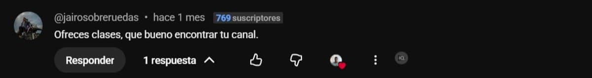Comentario público en YouTube